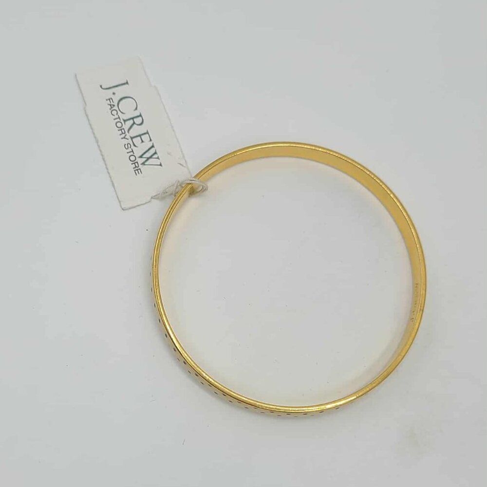 J Crew Factory Off White Polka Dot Gold Tone Thin Enamel Bangle NWT!  NEW!
